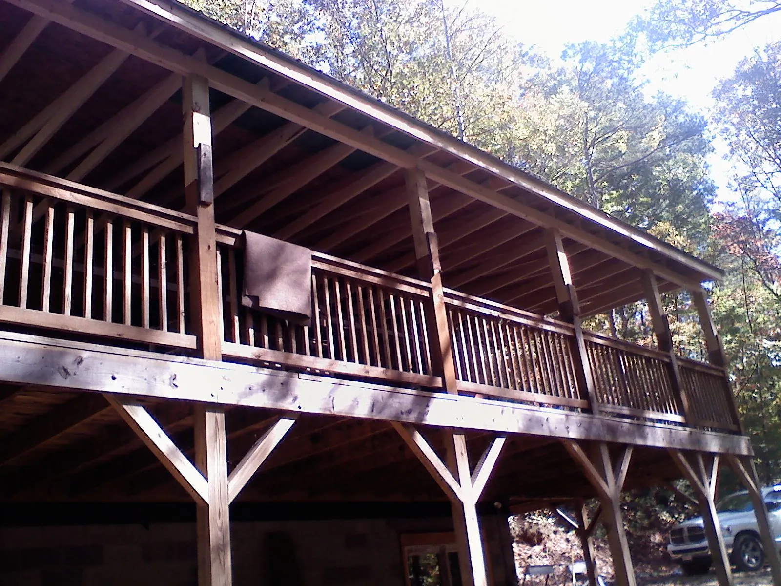 Timber framing under a new elevated porch and deck — Roof Leak Repair in La Vista by Roofing Brothers